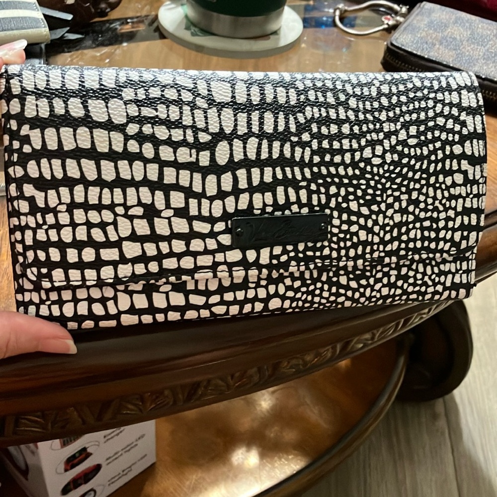 Vera Bradley Trifold Black and White Textured Clutch